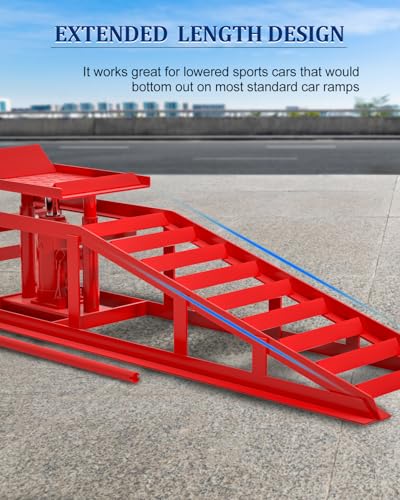 Hydraulic Car Ramps, 4-Position Adjustment, 5T 11000lbs Low Profile Car Lift Service Ramps Truck Trailer Garage,Height Hydraulic Vehicle Ramps, Lift Height 11.61-16.21 inches