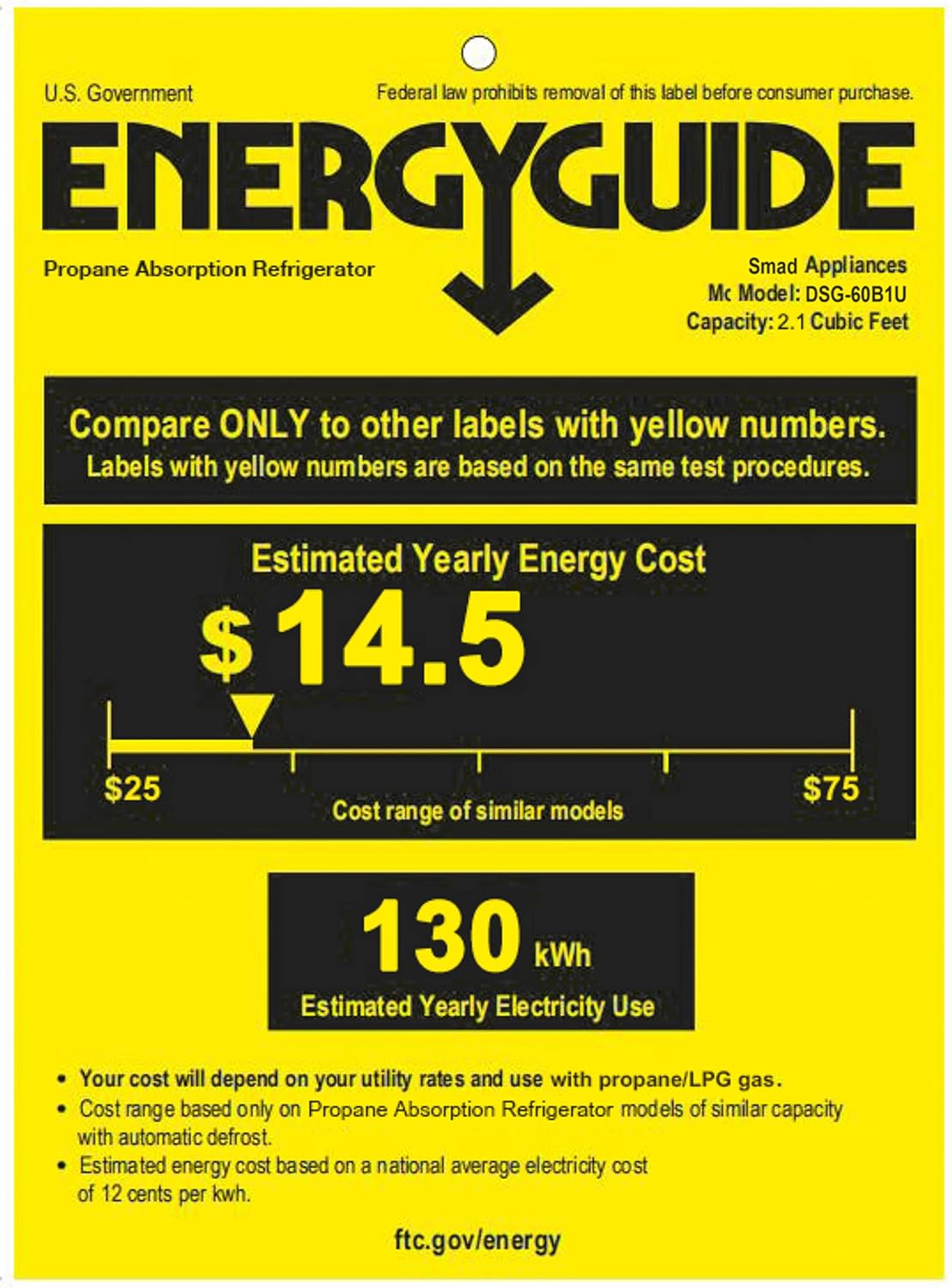 Smad 3.5 Cu.ft. Propane Refrigerator 3 Way Gas/110V/12V Refrigerator with Freezer for RV Camper with Electric/Gas Thermostat and Flame Indicator