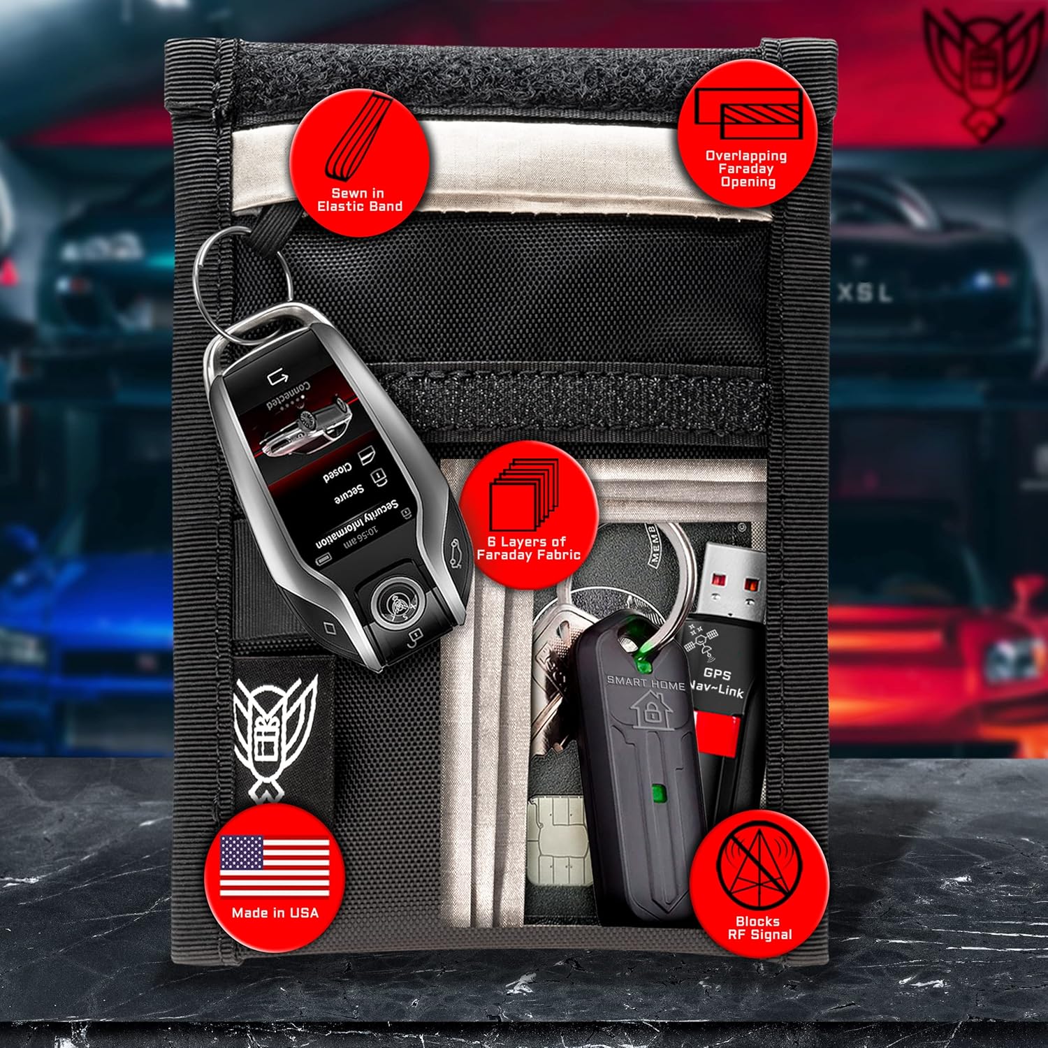 Xtreme Sight Line ~ Xecutive Faraday Bag for Phones and Other Small Electronics ~ Data Security for Executive Travel ~ Shoulder Strap Included ~ Tracking/Hacking Defense