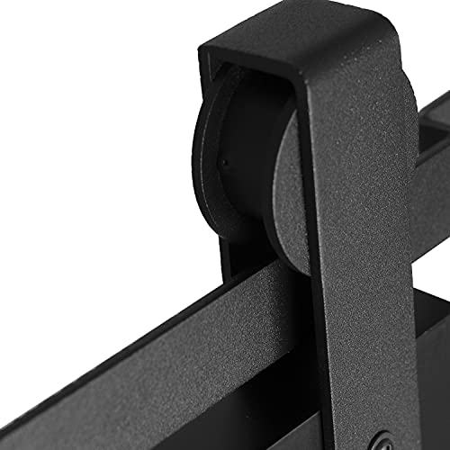 Hans Farmhouse Bathroom Mirror 22"×28" Rustic Wood Frame with Metal Barn Door Track Decorative Wall Mirror for Bathroom Entryway Living Room,Black