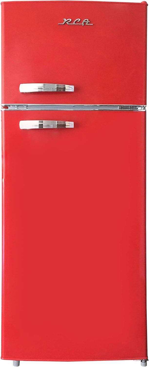 RCA RFR786-RED 2 Door Apartment Size Refrigerator with Freezer, 7.5 cu. ft, Retro Red
