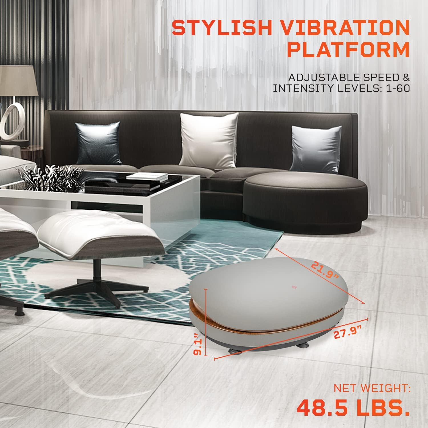 LifePro RelaxaVibe Vibration Plate Exercise Machine - Vibration Platform for Circulation & Metabolism Boost - Elegant Living-Room Vibration Machine - Whole Body Vibration Plate with Heated Ottoman