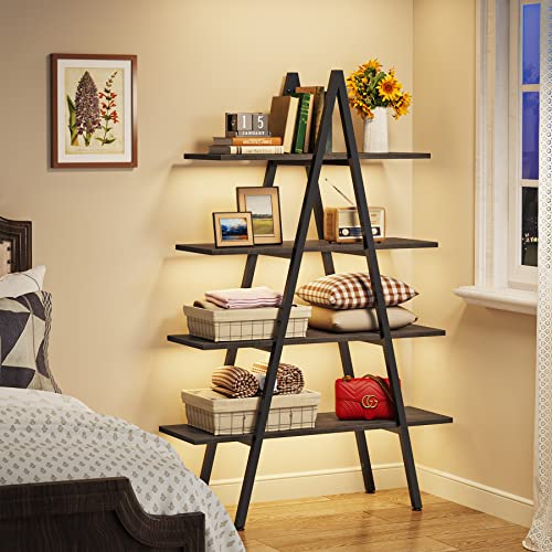 Tribesigns 4-Tier Bookshelf, A-Shaped Bookcase 4 Shelves Industrial Ladder Shelf Open Display Shelves Book Storage Organizer for Living Room, Home Office