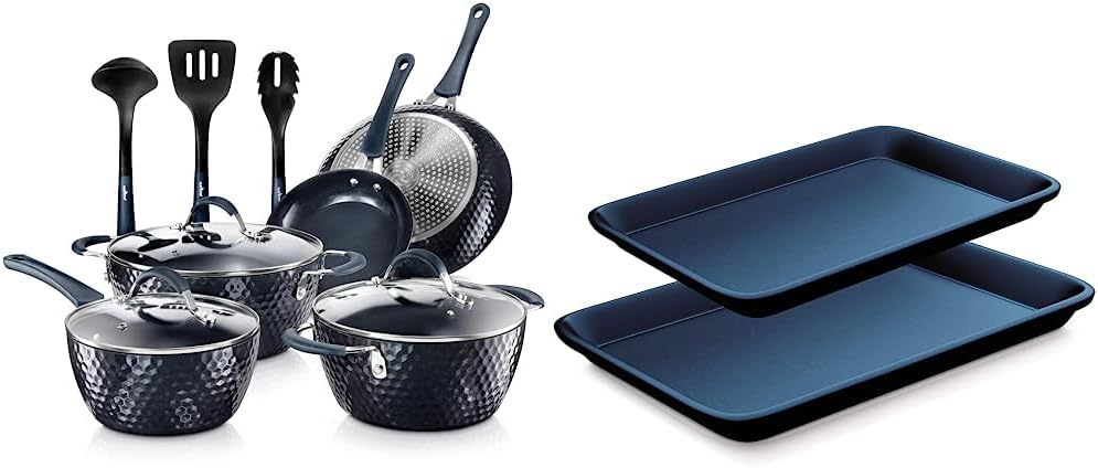 Nutrichef 11 Piece Nonstick Ceramic Cookware Set with Cookie Sheets