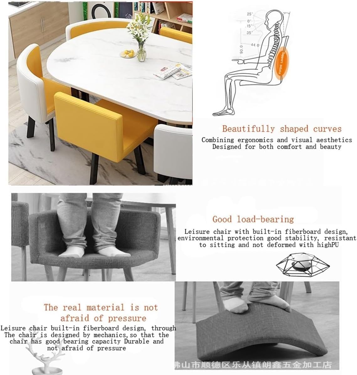 Oval Conference Dining Table and 6 Chairs Pu Seat Surface, Wooden Table Top and Metal Frame Business Office Reception Table Set