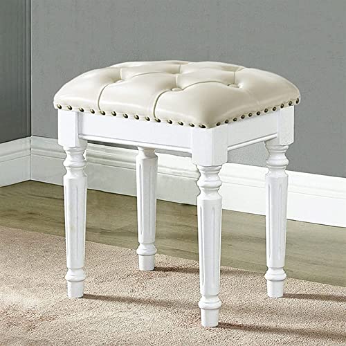 Vanity Bench with Padded Cushion, Vanity Chair Dressing Stool Wooden Stool Solid Wood Dressing Table Stool Piano Stool Bedroom Bedside Stool Makeup Stool