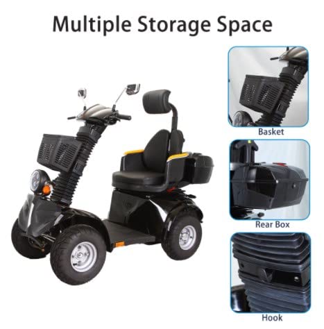 4 Wheels 3-Speed Electric Mobility,Mobility Recreational Travel Scooter with 1000w high powermobility Scooters for Adults,for Seniors and Adults (black)