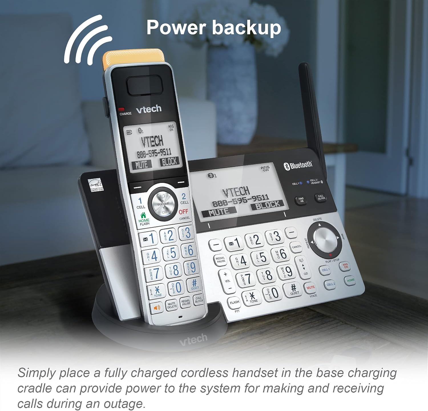 VTech IS8151-5 Super Long Range 5 Handset DECT 6.0 Cordless Phone for Home with Answering Machine, 2300 ft Range, Call Blocking, Bluetooth, Headset Jack, Power Backup, Intercom, Expandable to 12 HS