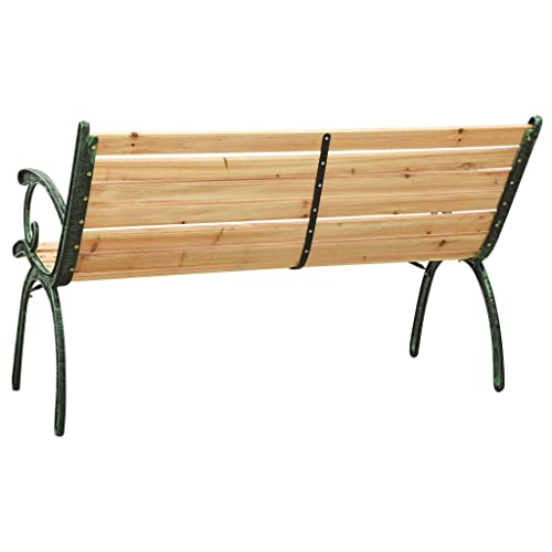 Patio Benches Patio Bench 48.4" Cast Iron and Solid Firwood,Sturdy Wooden Patio Bench with Cast Iron Legs for Outdoor Garden Outdoor Furniture & Accessories