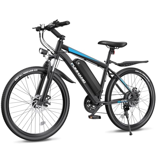 Electric Bike for Adults, 26'' 1000W Peak Ebike, Up to 50 Miles 21.7MPH Electric Mountain Bike with 48V 374.4WH Removable Battery, Adjustable Stem, Fenders, Lockable Suspension Fork, 21-Speed
