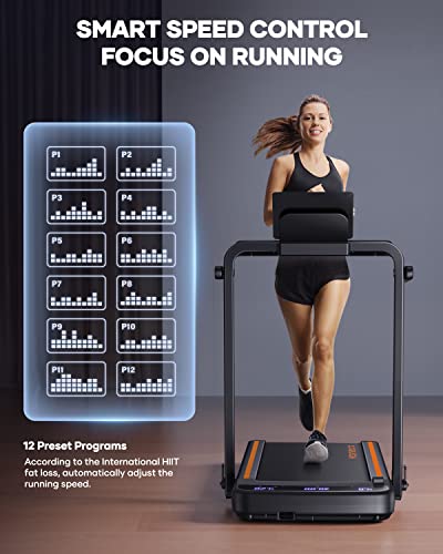 3.0HP Foldable Compact Treadmill,2 in 1 Walking Pad & Jogging Machine for Home/Office,Dual LED Touch Screens Folding Under Desk Motorized Treadmills 265lbs, App& Remote Control,Assembly-Free
