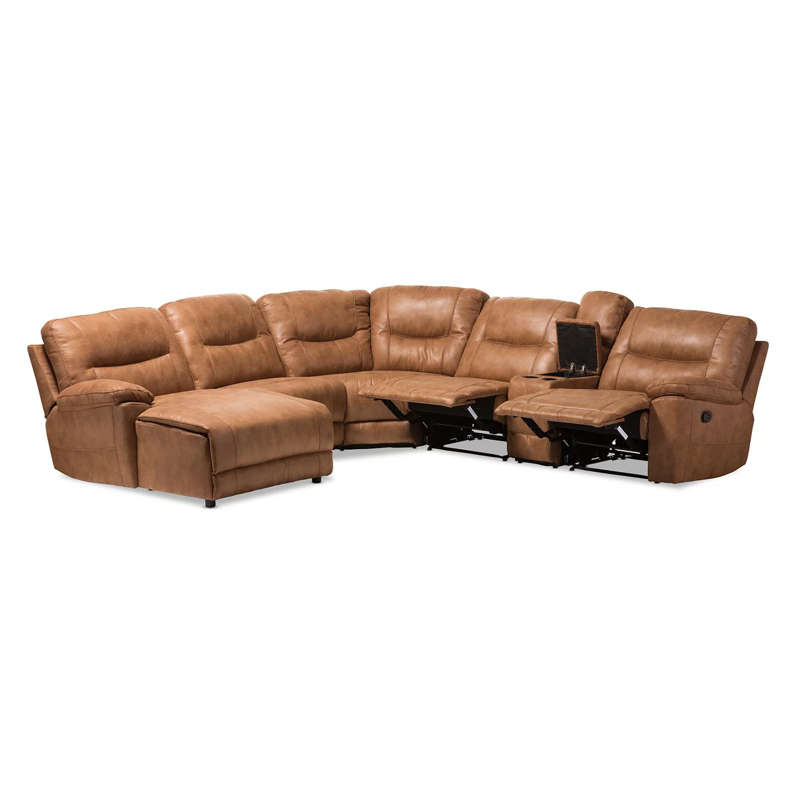 Mistral 6 Piece Reclining Sectional in Light Brown