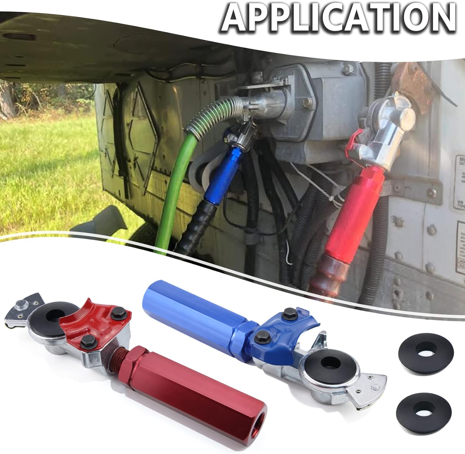 iBroPrat 37 Degree Angle Glad Hand Kit with 4pcs Rubber Seals Emergency & Service Gladhands Handshake Kit Trailer Glad Hand Brake Air Hose Coupling Connector for Semi Truck Trailer Tractor RVs Pack of 2