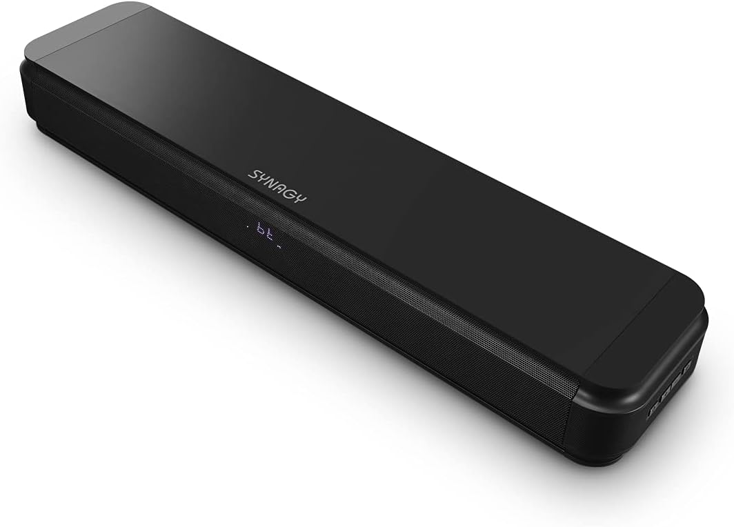 SYNAGY 2.1ch Sound Bar with Built-in Subwoofer, Bluetooth Home Theater Audio Soundbars for TV, Compact Soundbar with HDMI ARC/Optical/Aux-in/Line-in/USB Connectivity, 3 EQ Presets, Adjustable Bass