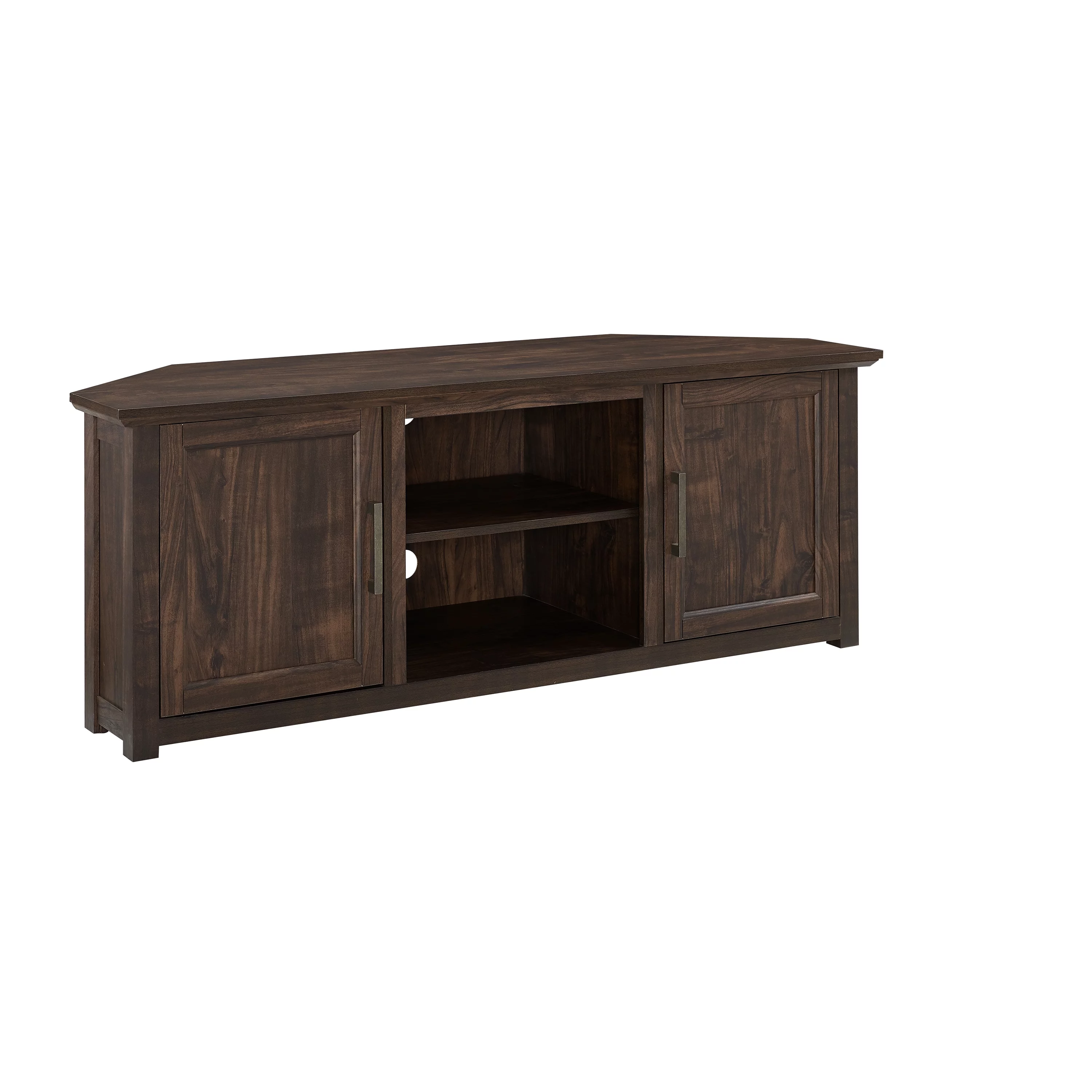 Crosley Furniture Camden 58"Rustic Wood Corner TV Stand in Dark Walnut