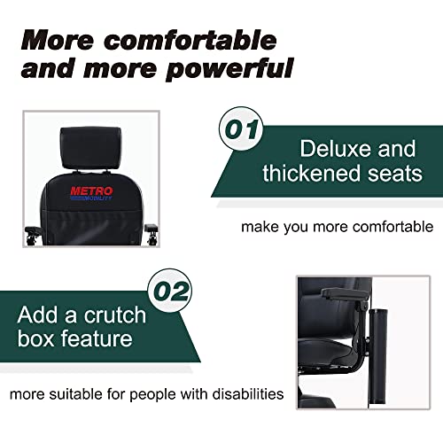 Enhanced Electric Mobility Scooter for Adults and Seniors - 300 lbs Max Weight, 4-Wheel Powered Mobility Scooters Wheelchair Device for Travel, Elderly