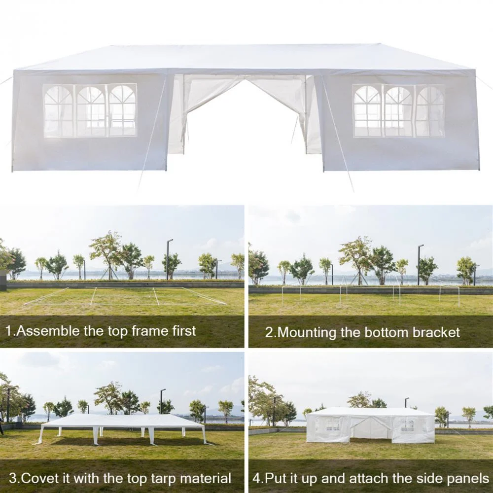30'x 10' Outdoor Party Tent, Patio Wedding Gazebo Waterproof White Canopy with Sidewalls Party Wedding Tent Cater Events Pavilion Beach BBQ