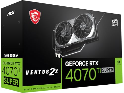 MSI GeForce RTX 4070 Super 12G Ventus 3X OC Gaming Video Card - 12GB GDDR6X, PCI Express Gen 4, 192-bit, 3X DP v 1.4a, HDMI 2.1a (Supports 4K & 8K HDR)