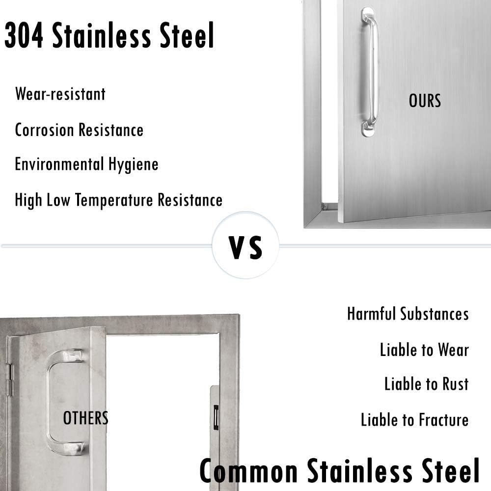Karpevta Outdoor Kitchen Doors 14''W X 20''H Inch BBQ Access Door - Stainless Steel Single Wall Construction Vertical Door for Outdoor Kitchen Grilling Station or Commercial BBQ Island