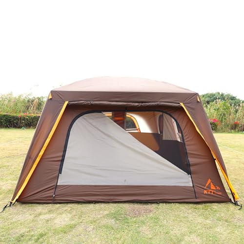 KTT Extra Large Tent 10-12-14 Person(Style-B),Family Cabin Tents,2 Rooms,3 Doors and 3 Windows with Mesh,Straight Wall,Waterproof,Double Layer,Big Tent for Outdoor,Picnic,Camping,Family Gathering