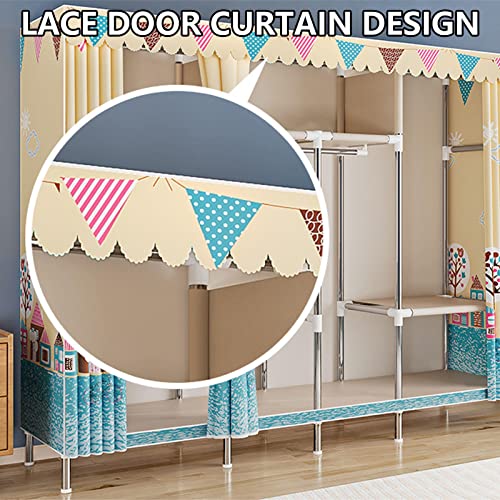 Wardrobe Canvas Wardrobe Portable Wardrobe Shelves with Hanging Rail,Shelves,Clothes Closet Storage Organizer for Bedroom,Living Room,C-123X45X170cm