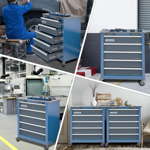 5-Drawer Tool Chest,Rolling Tool Chest on Wheels,Rollin Tool Cabinet with Locking System and Stainless Top, Tool Box with Drawer Liners,Special Link Buckle for Connecting Each Other