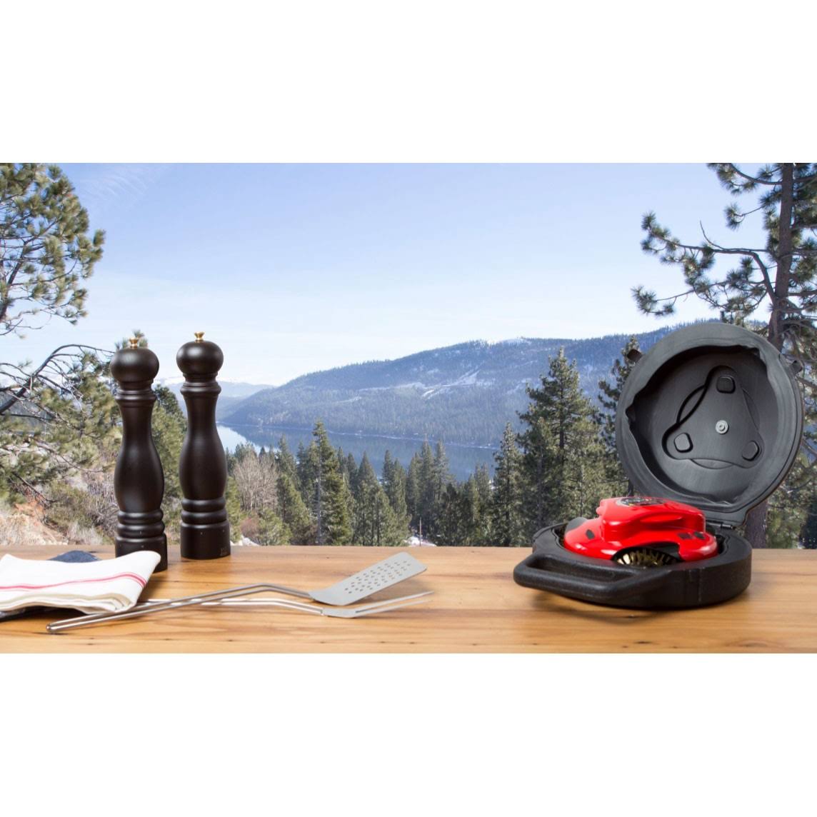 Grillbot BUN3:RED Automatic Outdoor Grill Cleaning Robot with Carry Case, Red