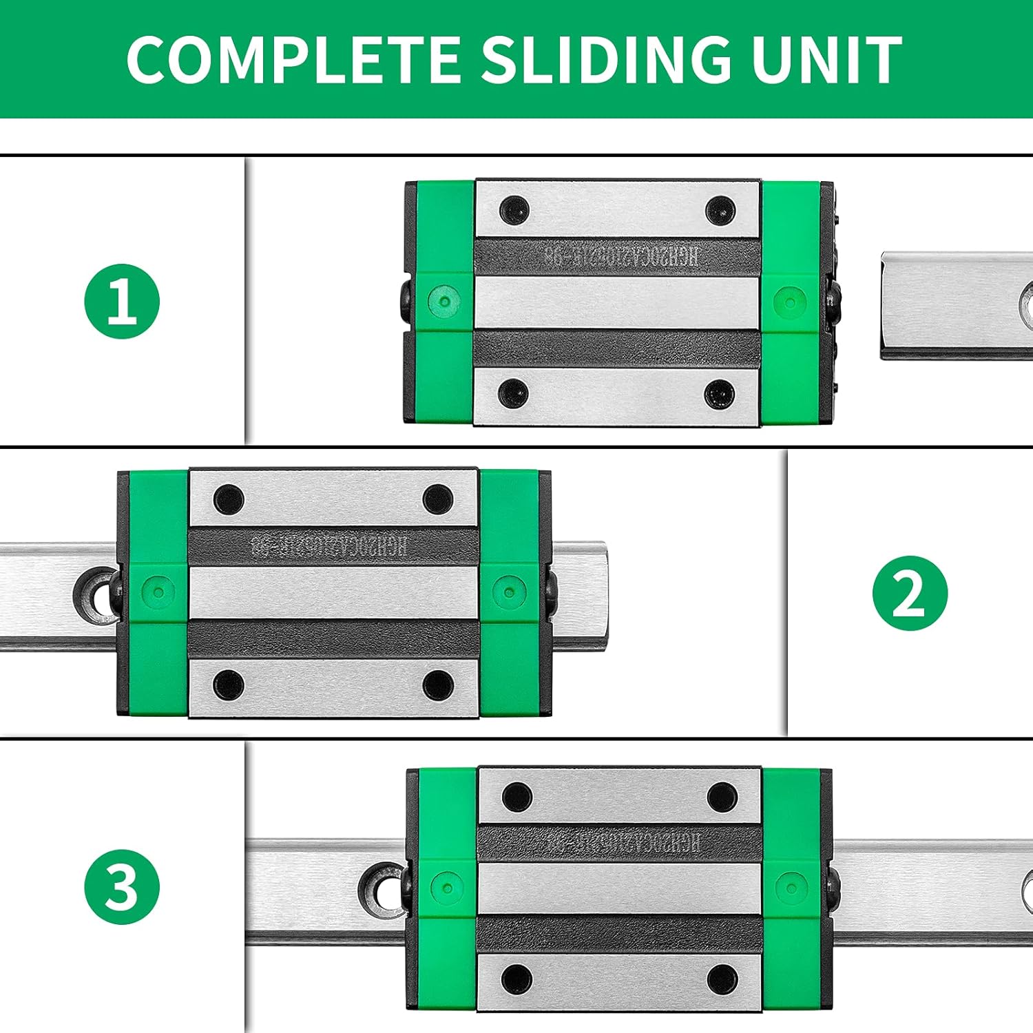 Linear Rail 15-300mm 2X Linear Guideway Rail 4X Square Type Carriage Bearing Block Linear Rail Support for 15mm Slotted Bearings