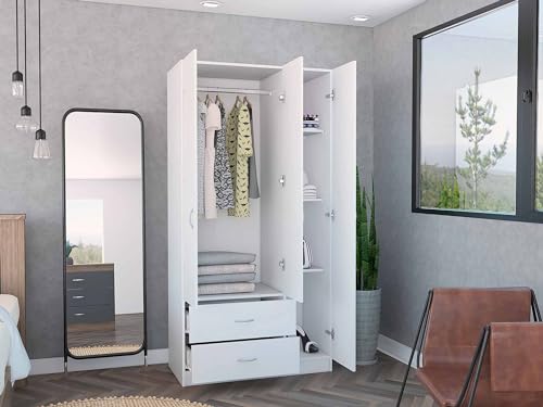 Big Wardrobe, White Double Door Wardrobe, Fashionable Wardrobe in The Bedroom, Large Capacity