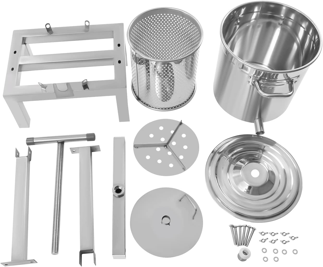 2.6 Gal Fruit Wine Press Stainless Steel Juice Maker Cider Press Large Fruit Honey Presser Vegetables Olive Oil Press Manual Grape Press Extractor for Wine Juice Making