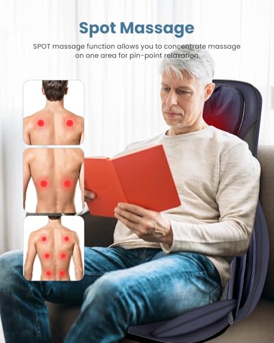 COMFIER Shiatsu Neck Back Massager with Heat, 2D ro 3D Kneading Massage Chair Pad, Adjustable Neck Massage,Seat Massager for Full Body Relaxation, Christmas Gifts for Dad Mom Women Men,Dark Gray