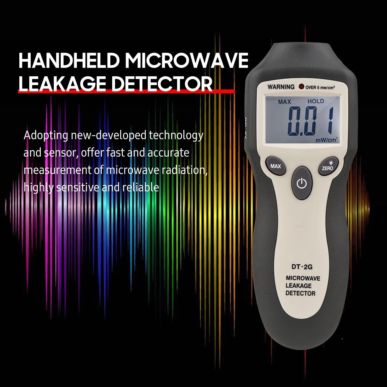 DT-2G Handheld Microwave Leakage Detector High Digital LCD Display EMF Meter Electromagnetic Radiation Tester with Auto Alarm No Need Recalibration