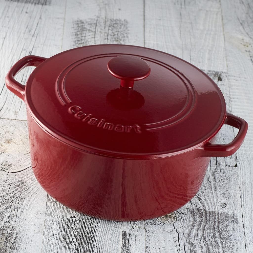 Cuisinart Chef's Classic Enameled Cast Iron Casserole Set (7-Quart, 5-Quart), Cardinal Red