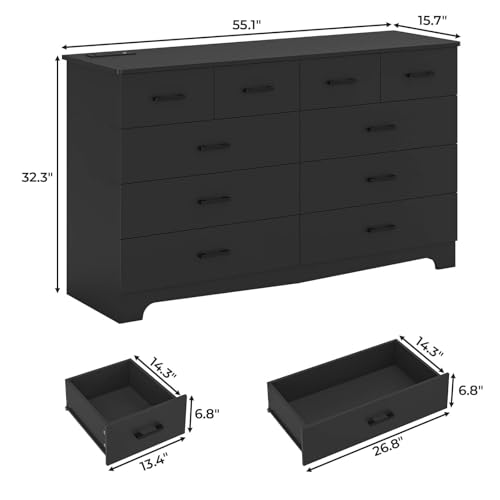 Hasuit Tall Dresser for Bedroom, White Large Chest of Drawers, 55.6'' High Dressers with 7 Drawers, Modern Wooden Vertical Storage Clothes Closet Organizer