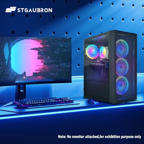 STGAubron Gaming PC Desktop Computer, Intel Core I7 up to 3.9 GHz, Radeon RX 580 8G, 16G RAM, 512G SSD, WiFi, Bluetooth 5.0, RGB Fan x6, RGB BT Sound Bar, Windows 10 Home