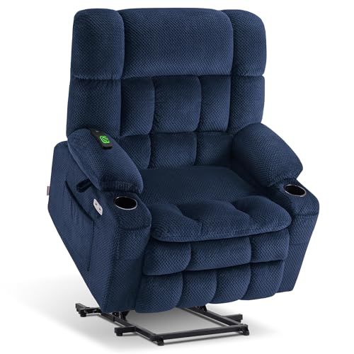 MCombo Dual Motor Power Lift Recliner Chair with Massage and Heat for Elderly People, Infinite Position, USB Ports, Cup Holders, Fabric 7890 (Medium-Regular, Burgundy)