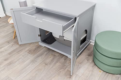 TRIXIE XL Wooden Litter Box Enclosure with Storage Drawer, for Standard or Large Size Litter Box, White (40236)