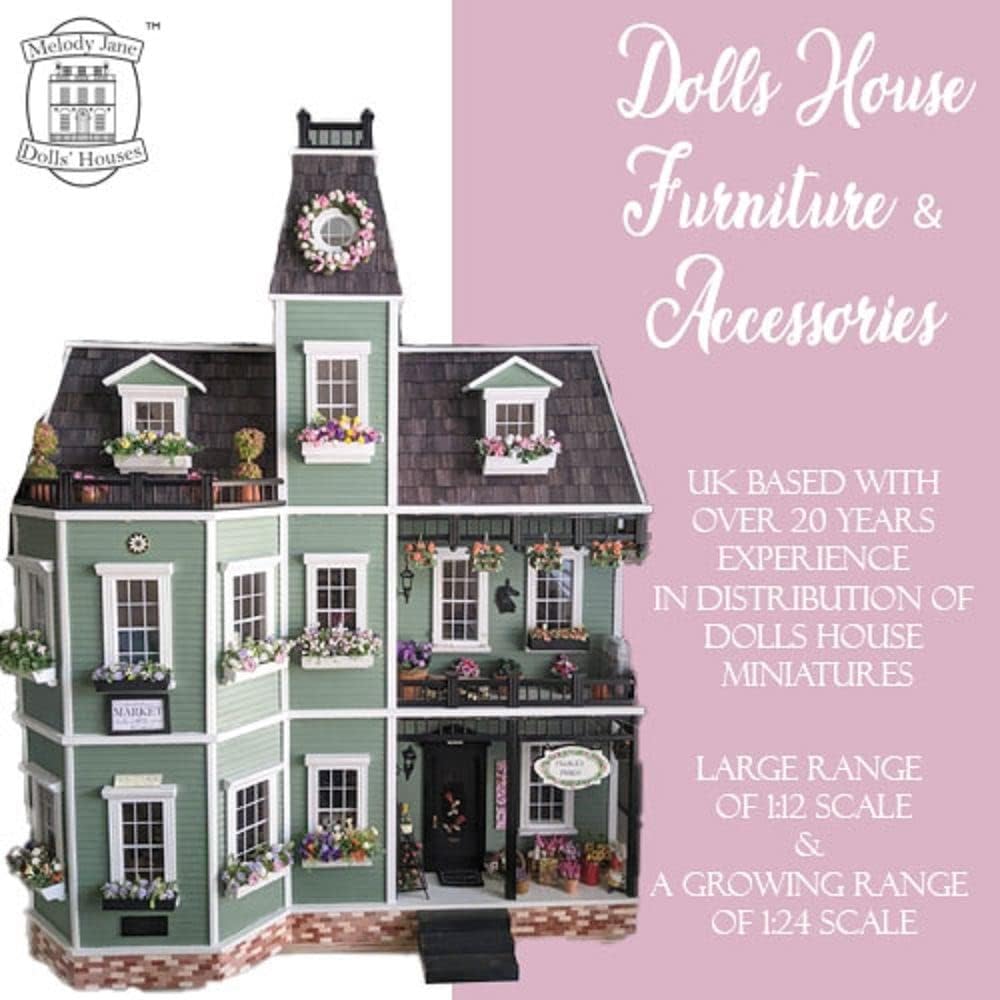 Melody Jane Dolls Houses Dollhouse Mahogany Victorian Bedroom Furniture Set with Canopy 4 Poster Bed