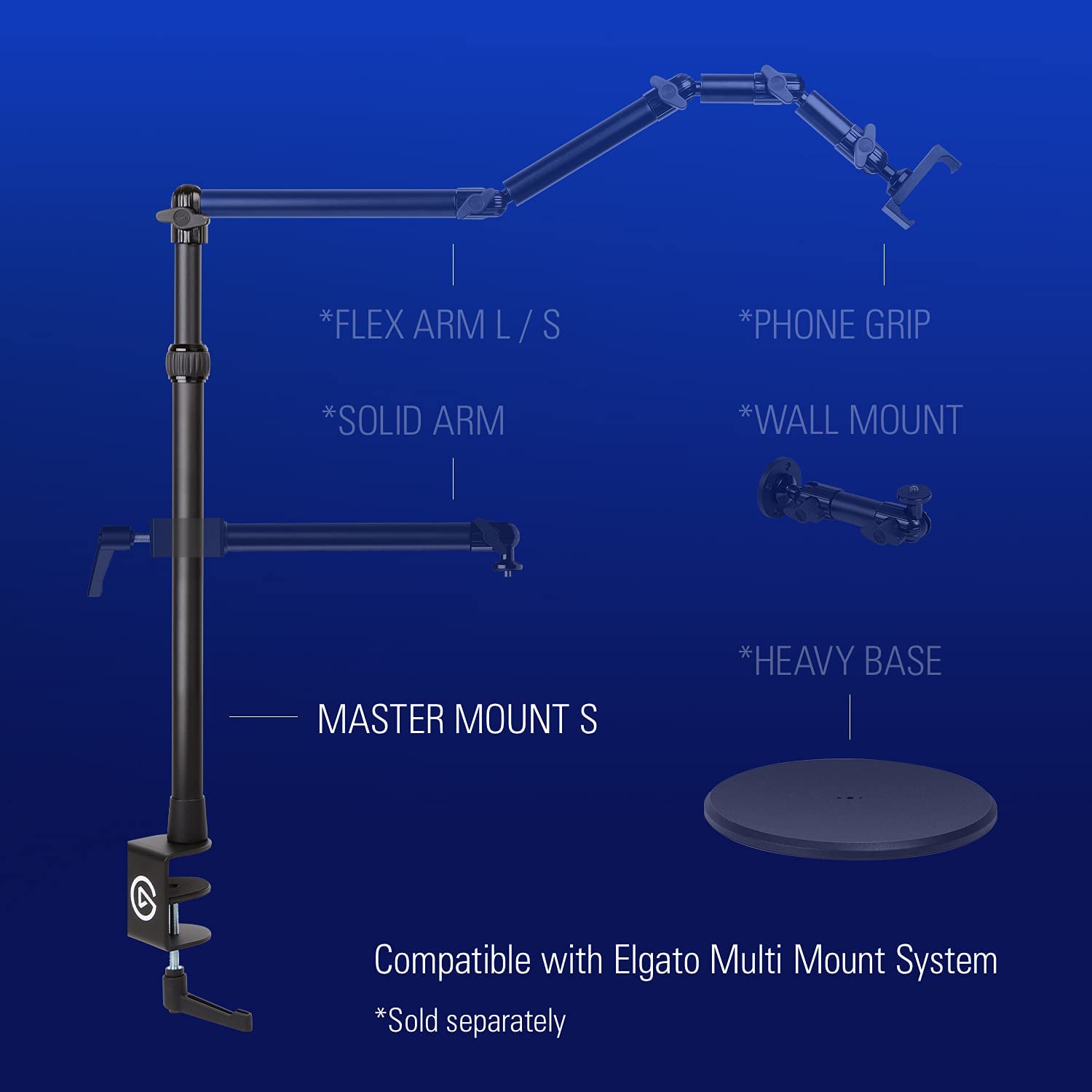 Master Mount S Main pole extendable up to 54 cm / 21 in, Multi Mount Essential (works with Multi Mount