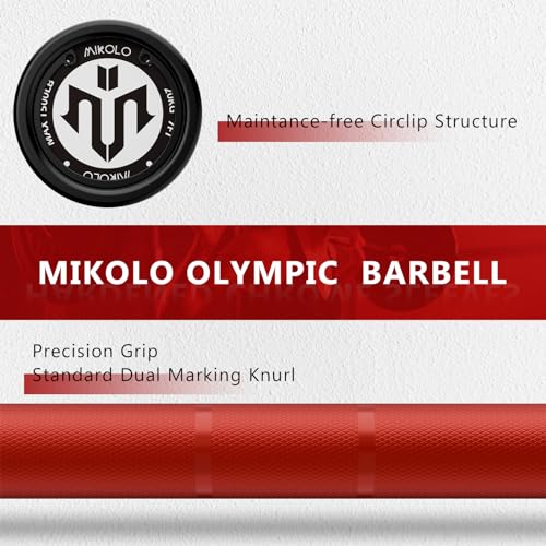 Mikolo 7ft Olympic Barbell, Barbell for Weightlifting and Powerlifting 45lb, Olympic Bar for 1500lbs Capacity, Weight Bar Fit 2” Standard Weights