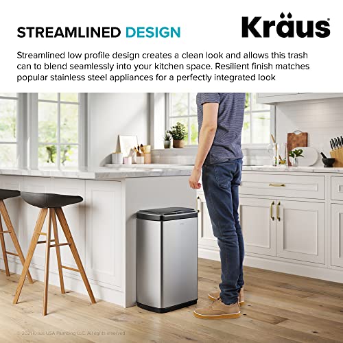 Kraus GarbagePro Rectangular 13 Gallon Hands-Free Motion Sensor Trash Can Battery Operated