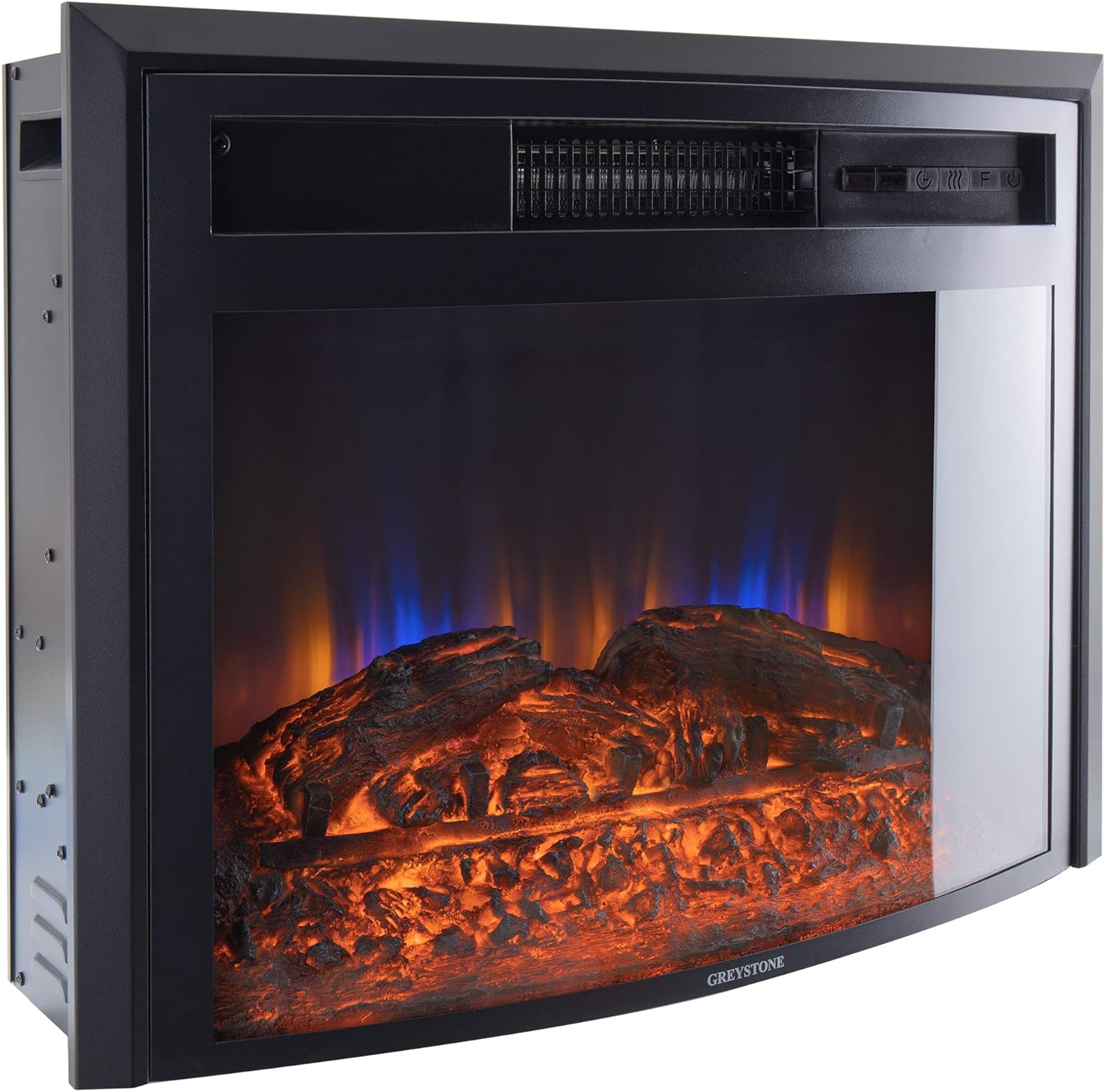 RecPro RV Fireplace 28 | 26 Cutout Size | Electric RV Fireplace | Curved Glass | Camper | Heater | Remote Included