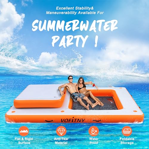 VOFiTNY Inflatable Floating Dock, Swim Platform Floating Dock for Lakes, Lake Floats for Adults, Island Raft Mat for Lake Beach Ocean, Non-Slip Surface
