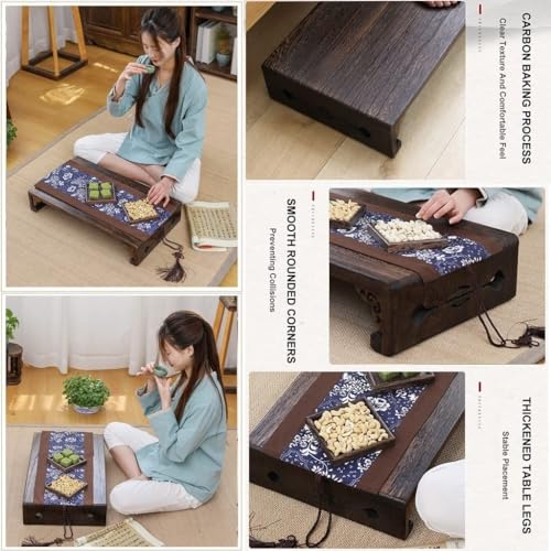 Japanese Tatami Low Table Wooden Coffee Table Portable Mini Picnic Furniture for Small Spaces Bedroom Living Room Entryway Farmhouse(40x30x11cm)
