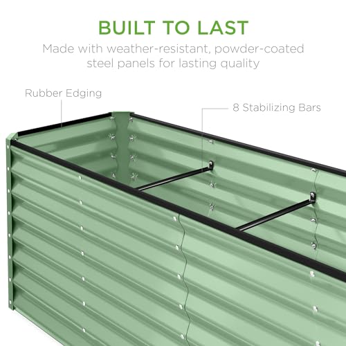 Best Choice Products 8x4x2ft Outdoor Metal Raised Garden Bed, Deep Root Planter Box for Vegetables, Flowers, Herbs, and Succulents w/ 478 Gallon Capacity - Gray