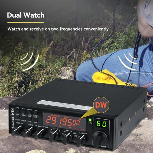 Retevis Ailunce HS4 10 Meter Radio, High Power SSB Ham Radio Base Station, CW/SSB/AM/FM/PA Mode, Noise Reduction, Dual Watch, SWR Protection, Amateur Mobile Radio Transceiver for Emergency Response