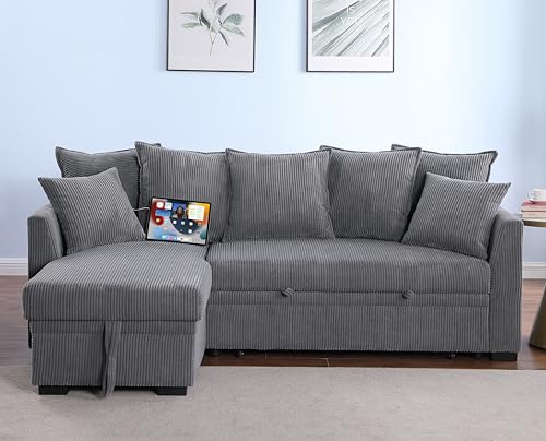 Oversized U-Shaped Sectional Sofa Couch Plush Corduroy Upholstered Modular Deep Seat Sofa&Couch Sectional W/Right Facing Chaise Lounge and 7 Toss Pillows for Home Apartment Living Room Furniture Sets