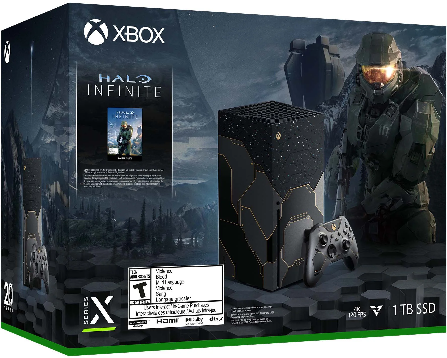 Halo Infinite Limited Edition Video Game Console with Extra Wireless Controller - Carbon Black - 3-Month Game Pass Ultimate, Microsoft, 1TB, Xbox Series X, Bundle - Radiant Selections