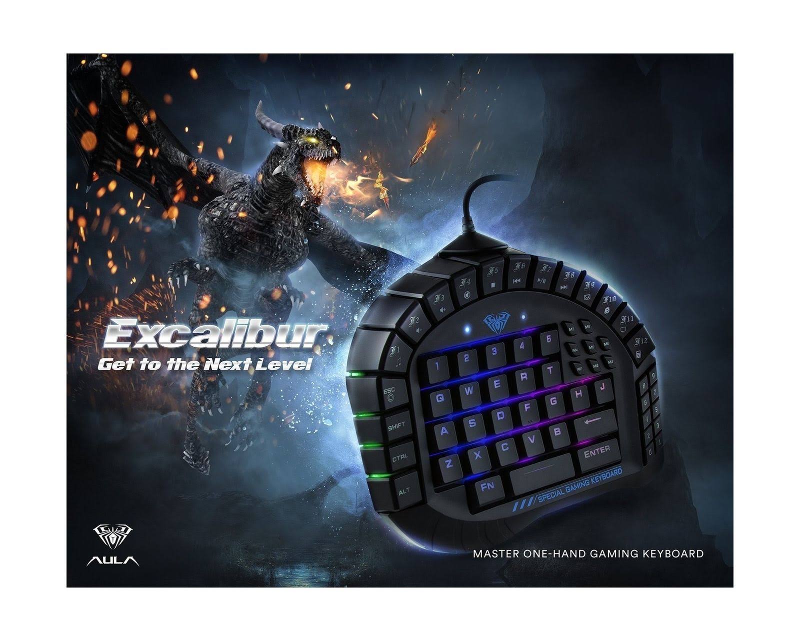 Aula Excalibur Master One-Hand Gaming Keyboard Removable Hand Rest RGB Backlight Mechanical