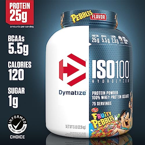 Dymatize ISO100 Hydrolyzed Whey Isolate Cocoa Pebbles & Elite 100% Whey Protein Vanilla, 5.5g BCAAs, 25g Protein, 5 Pound